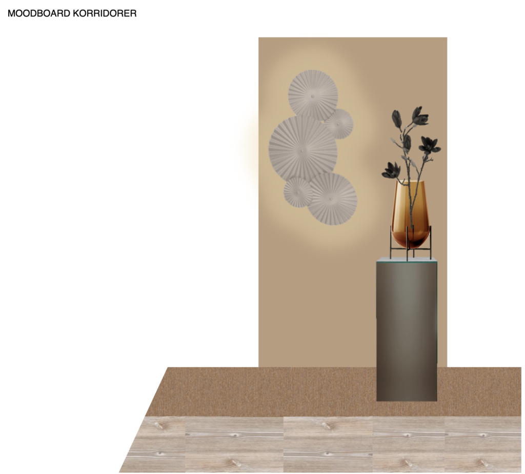 kulörkombinationer som blev till olika zoner färgade i mjukt lejongult, bränd rosa och varm brons